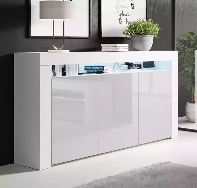 Aparador modelo Aker cor branca e cinzento