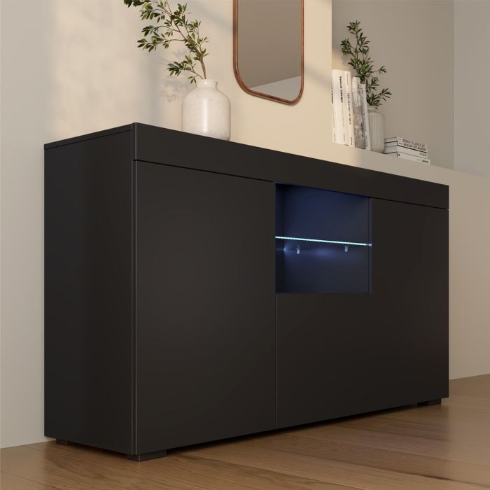 Aparador modelo Natolia cor preto mate 150 x 83 cm.