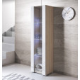 Vitrine modelo Luke V5 (40x167cm) cor sonoma e branca com pés standard