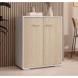 Aparador pequeno Branco e Sonoma 71 cm Lander L2