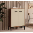 Aparador pequeno cor Nogal Ambar e Beige 84 cm Lander L15