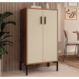 Aparador pequeno cor Nogal Ambar e Beige 93,5 cm Lander L17