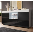 Aparador modelo Sefora cor branca e preta brilhante 135x73cm.