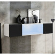 Vitrine suspensa modelo Krista H160CC (160x30cm) cor branca e preta