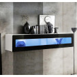 Vitrine suspensa modelo Krista H160CR (160x30cm) cor branca e preta