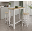 Mesa alta com 2 Bancos altos Branco e Sonoma 100 cm Ani