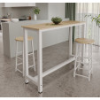 Mesa alta com 2 Bancos altos Branco e Sonoma 140 cm Ani