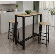 Mesa alta com 2 Bancos altos Preto e Sonoma 100 cm Ani