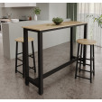 Mesa alta com 2 Bancos altos Preto e Sonoma 140 cm Ani