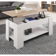 Mesa de centro elevatória Nicoleta cor branca e sonoma
