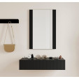 Móvel de entrada Preto canelado com espelho e gaveta Amira 
