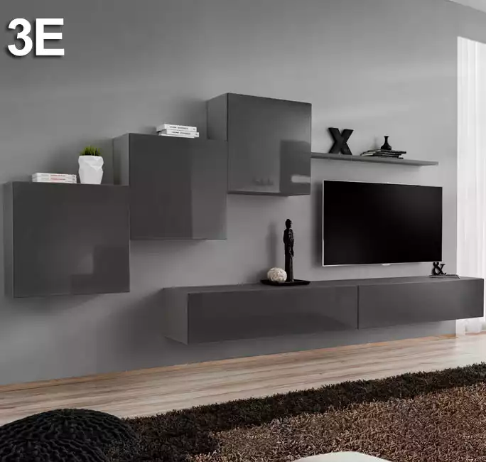 Conjunto de Móveis de Sala Berit cor cinzento Modelo 3E