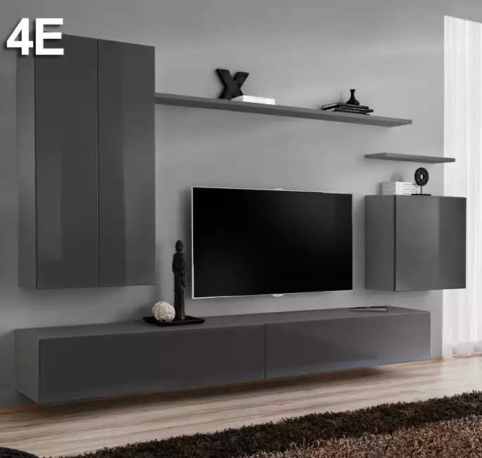 Conjunto de Móveis de Sala Berit cor cinzento Modelo 4E