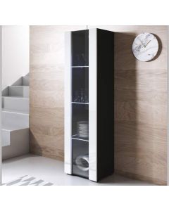 Vitrine modelo Luke V5 (40x167cm) cor preta e branca com pés standard