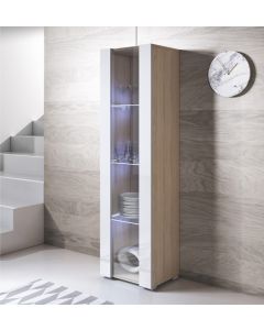 Vitrine modelo Luke V5 (40x167cm) cor sonoma e branca com pés standard