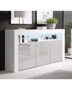Aparador modelo Aker cor branca e cinzento brilhante