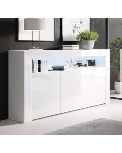 Aparador modelo Aker cor branca brilhante