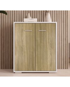 Aparador pequeno Branco e Sonoma 71 cm Lander L2