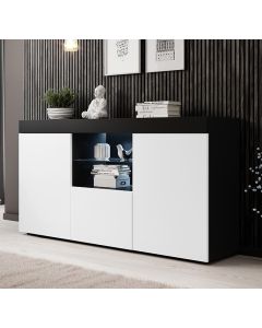 Aparador modelo Natolia cor preta e branca mate 150 x 83 cm.