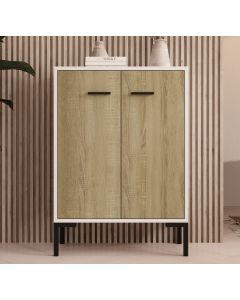 Aparador pequeno Branco e Sonoma 84 cm Lander L15