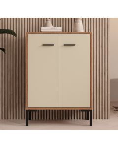 Aparador pequeno cor Nogal Ambar e Beige 84 cm Lander L15