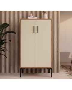 Aparador pequeno cor Nogal Ambar e Beige 93,5 cm Lander L17