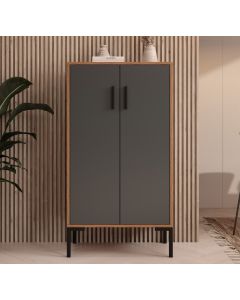 Aparador pequeno cor Nogal Ambar e Cinza 110,5 cm Lander L17