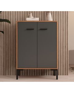 Aparador pequeno cor Nogal Ambar e Cinza 84 cm Lander L15