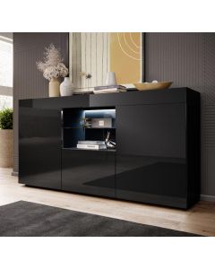 Aparador modelo Sefora cor preta brihante 135x72cm.