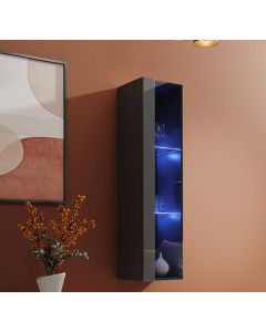 Vitrine suspensa modelo Berit 30x120 cor cinzento com LED