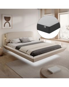 Cama de casal flutuante Diana com colchãoem bege (150x190 cm)