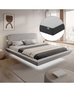 Cama de casal flutuante Diana com colchão em cinza (160x200cm)