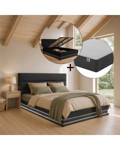 Cama de casal com estrado elevatório Nitas cor preta (150x190cm) Texas
