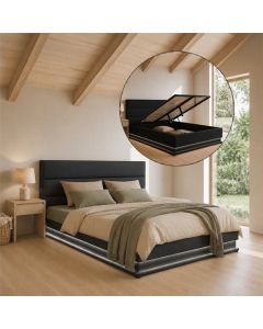 Cama de casal com estrado elevatório Nitas cor branca (160x200cm)
