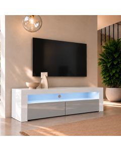 Móvel de TV modelo Aker (140x50,5cm) cor branca e cinzento