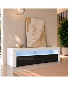 Móvel de TV modelo Aker (140x50,5cm) cor branca e preta