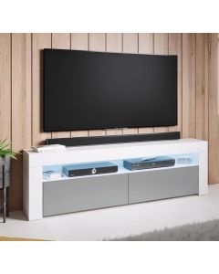 Móvel de TV modelo Aker (140x50,5cm) cor branca e cinzento