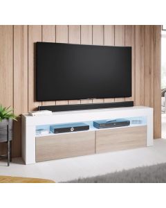 Móvel de TV modelo Aker (140x50,5cm) cor branca e sonoma
