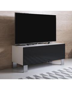 Móvel de TV modelo Luke H1 (100x42cm) cor branca e preta com pés de alumínio