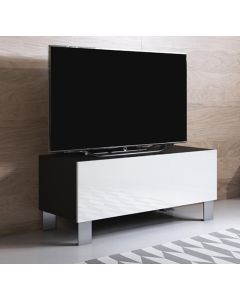 Móvel de TV modelo Luke H1 (100x42cm) cor preta e branca com pés de alumínio