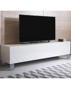 Móvel de TV modelo Luke H2 (160x42cm) cor branca com pés de alumínio