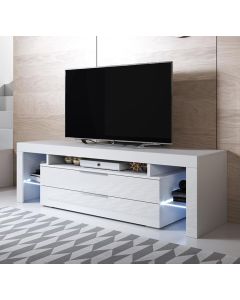 Móvel de TV modelo Selma (160x53cm) cor branco com LED RGB