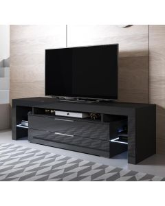 Móvel de TV modelo Selma (160x53cm) cor preta com LED RGB