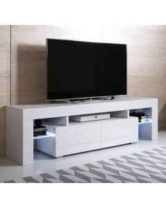 Móvel de TV modelo Unai (160x45cm) cor branca com LED RGB