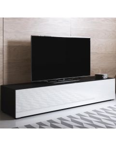 Móvel de TV modelo Luke H2 (160x32cm) cor preta e branca com pés standard