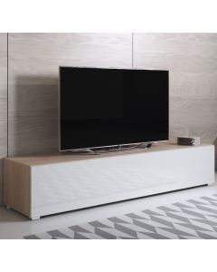 Móvel de TV modelo Luke H2 (160x32cm) cor sonoma e branca com pés standard