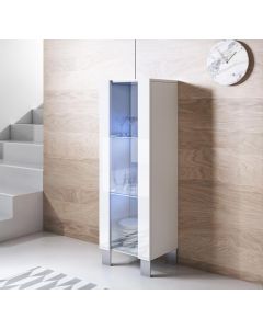 Vitrine modelo Luke V2 (40x138cm) cor branca com pés de alumínio