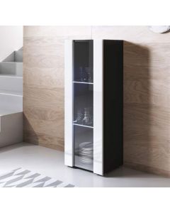 Vitrine modelo Luke V2 (40x128cm) cor preta e branca com pés standard