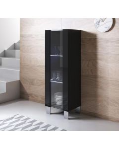 Vitrine modelo Luke V2 (40x138cm) cor preta com pés de alumínio