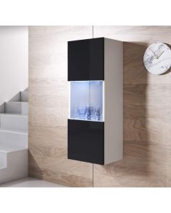 Vitrine suspensa modelo Luke V3 (40x126cm) cor branca e preta